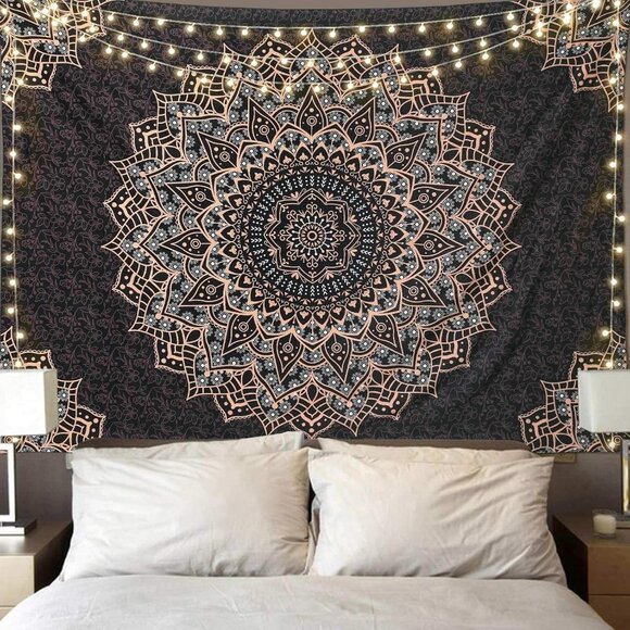 Other - New Black Mandala Tapestry Wall Hanging, Boho Hippie Wall Art for Bedroom Decor